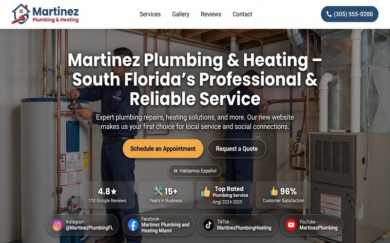 Martinez Plumbing & Heating website screenshot