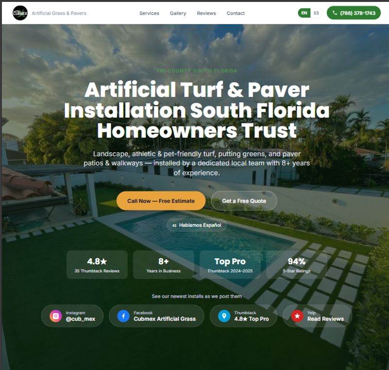 Cubmex Artificial Turf & Pavers website screenshot